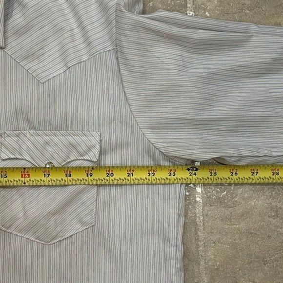 Vintage Karman Mens‎ Shirt Long Tail 17-37 Pearl Snap Striped Long Sleeve EUC - Picture 7 of 8